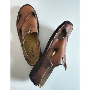 NEW! HSY Fashion Men's 100% Caoutchouc Leather Closed Toe Sandal Brown Size 42